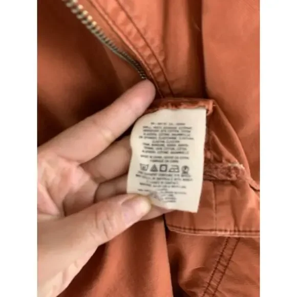 Anthropologie Longline Anorak Parka Cargo Jacket Coat M Rust Hooded Coat - Picture 15 of 16